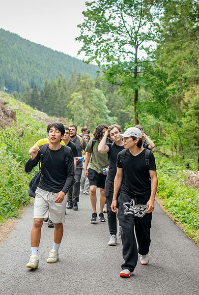 Hiking students